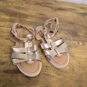 Petalia Rose Gold Toddler Girls Strappy Sandals Size 9